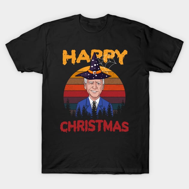Vintage Joe Biden Funny Halloween Happy Christmas Witch Hat T-Shirt by wonderws